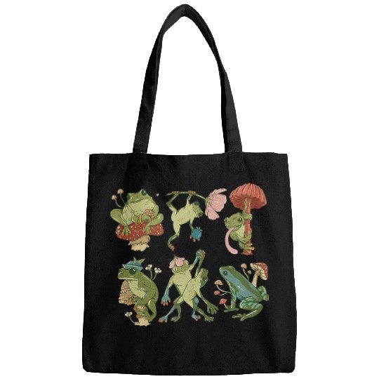 Frog Pet Cottagecore Goblincore Aesthetic Frog Toad Mushroom vintages Bags