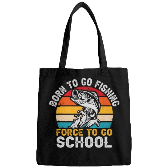 Fishing Fun Funny Bass Fish Born To Go Fishing Young Fisherman Bags
