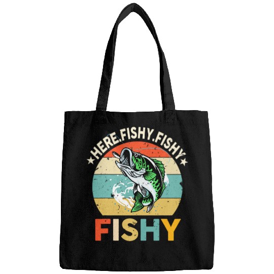 Fishing Fun HereFishy Fishing Dad Fisherman Fisher Bass Fish Bags