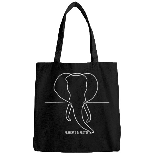 Elephant Mammal Preserve Protect Elephant One Line Art Bags