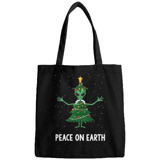 Aliens UFO Peace On Earth Funny Alien Christmas Tree xmass Costume Bags