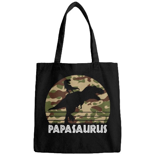 Dinosaur Pet Papasaurus Camo Dinosaur Dad of 1 Fathers Day Bags