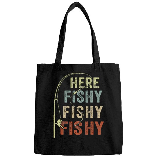 Fishing Fun Here Fishy Bass Fish Funny Boy Youth Women Men Bags