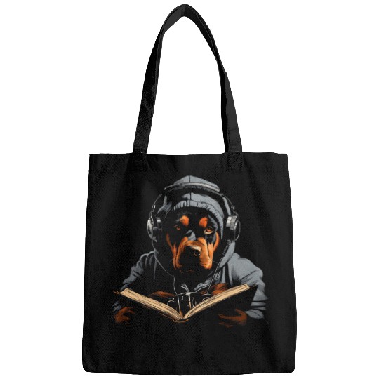 Rottweiler Pet Book Stuff For Book Lovers Rottweiler Reading Book Reader Bags