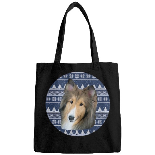 Shetland Sheepdog Pet Beautiful Sable Shetland Sheepdog With Argyle Background Bags