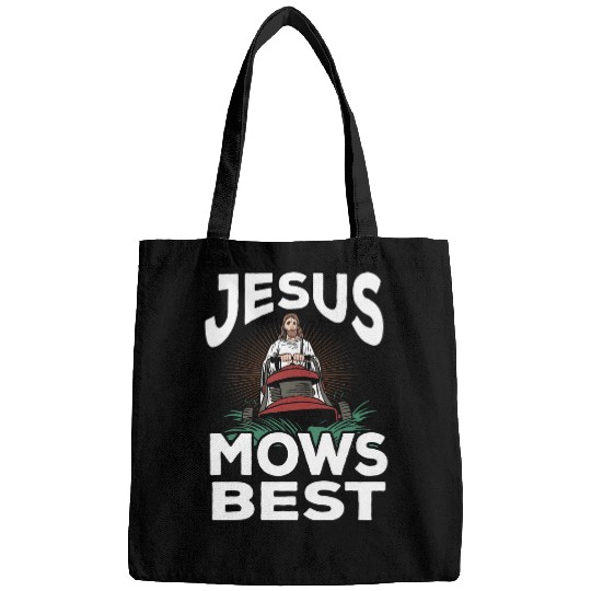 Lawn Mower Fun Mens Funny Jesus Mows bests Christian Landscaper Dad Lawn Mowing Bags