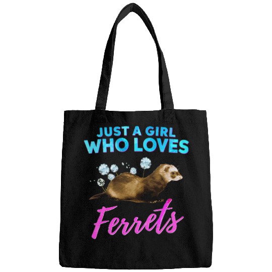 Ferret Pet Just A Girl Who Loves Ferrets Watercolor Ferret Art Bags