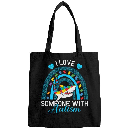 Autism Puzzle I Love Someone with Autism Shark Bags