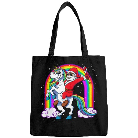 Unicorn Pet Santa Riding Unicorn Rainbow Christmas xmass Santa Claus 1 Bags