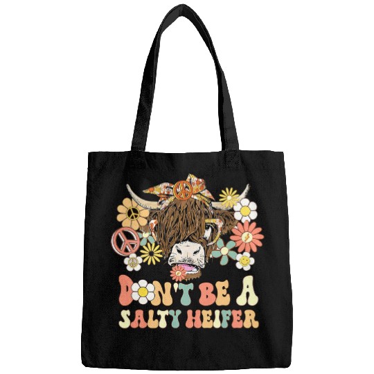 Cow Pet Dont Be A Salty Heifer Groovy Heifer Highland Cow Men Women 230 Bags