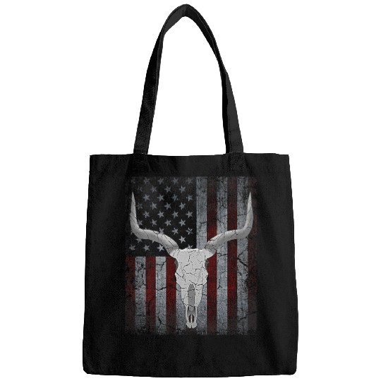 Cow Pet Bull Skull American Flag Cow Skull Western Graphic Wild West Bags