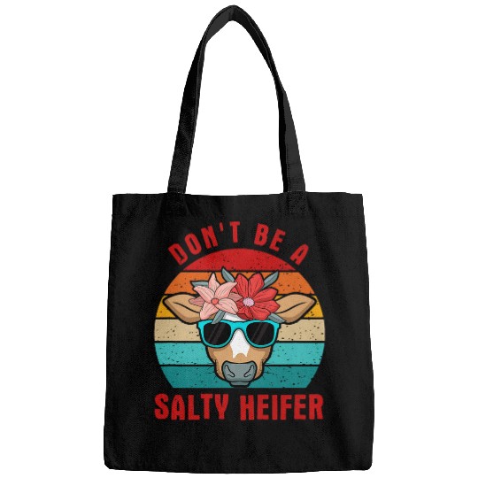 Cow Pet Dont Be A Salty Heifer Cow Glasses Floral Form Humour 01 Bags