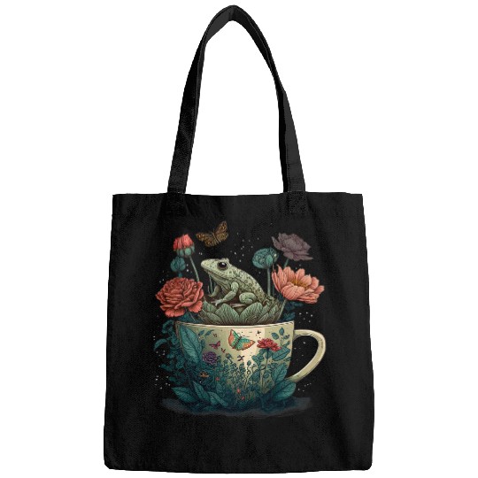Frog Pet Cottagecore Frog Toad and Mug Cute Forestcore Aesthetics Bags