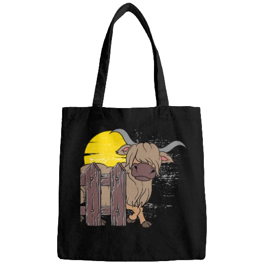 Cow Pet Scottish Farmer Cattle Farm Animal Moon Highland Cow Bags