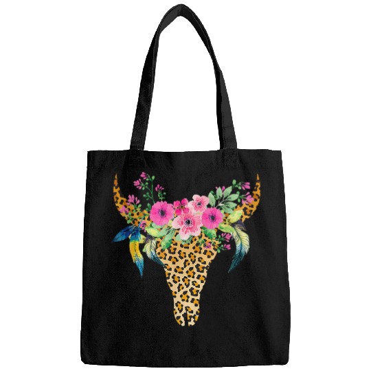 Cow Pet BOHO Cow Bull Skull Leopard Gift For Cattle Lover Bags