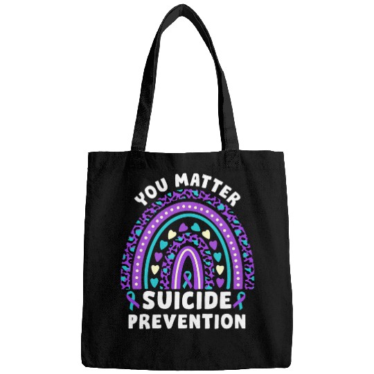 suicides Prevention 988 You Matter suicides Prevention Ribbon Rainbow Bags