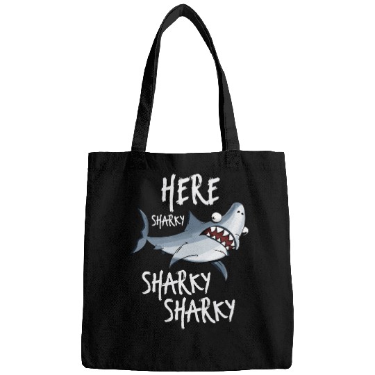 Fishing Fun Here Sharky Fisherman Shark Fin Deep Sea Fishing Rod Angler Bags