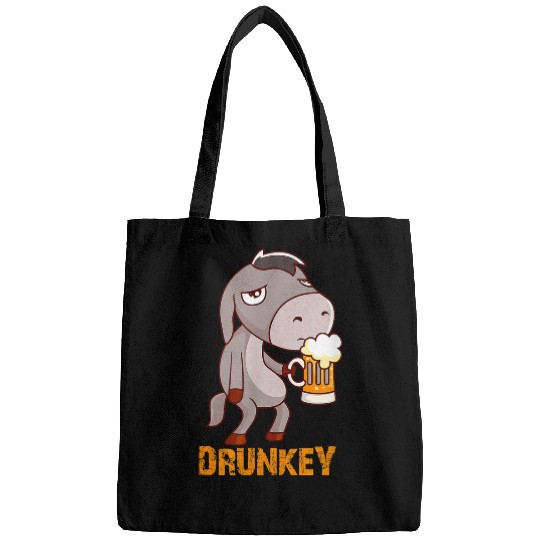 Donkey Pet Drunkey Funny Donkey with Beer Alcohol Horse Mule Bags