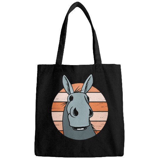 Donkey Pet Face Wonky Mule Farm Animal Circle Emblem Bags