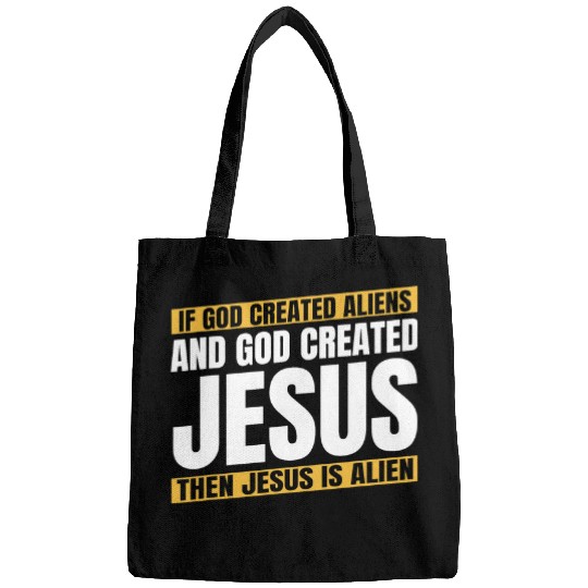Aliens UFO Funny Christianity Christian Bible 2Catholic Alien Jesus Bags