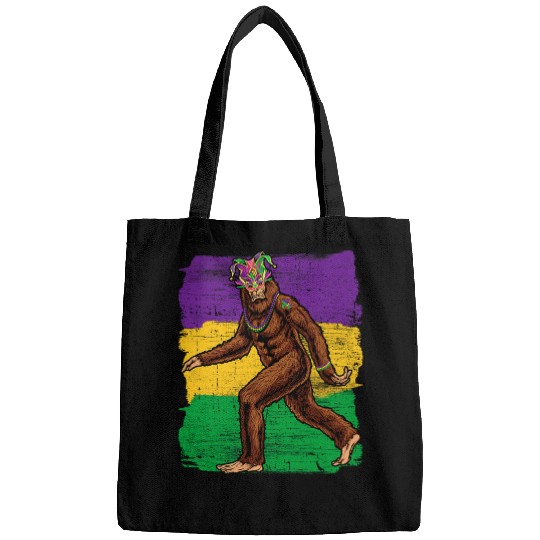 Bigfoot Pet Mardi Gras Jester Bigfoot Sasquatch Cryptid Cryptozoologists Bags