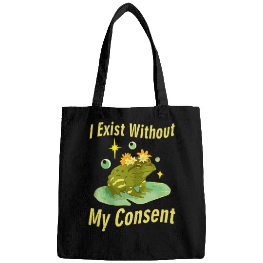 Frog Pet vintages I Exist Without My Consent Existential Frog Toad Bags