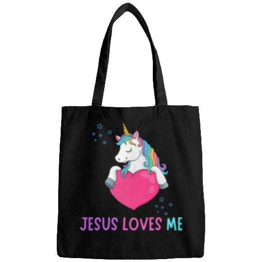 Unicorn Pet Kids Jesus Loves Me Christian Bible Girls Rainbow Unicorn1 Bags