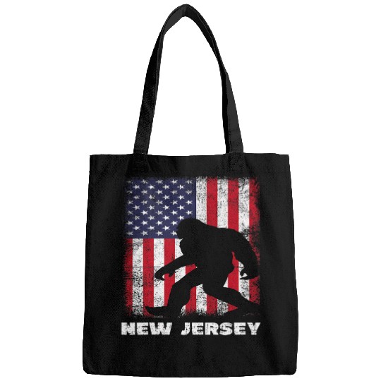 Bigfoot Pet Retro Sasquatch New Jersey USA Flag BigFoot Hiking Camping Bags