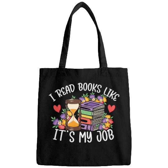 Book Fun I Read Books Like Its My Job Librarian Book retro floral Bags