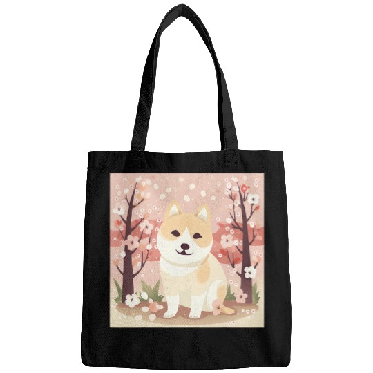 Shiba Inu Pet Japanese Floral Art with Cute Bags