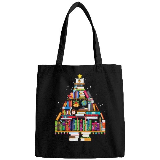 Book Fun Merry Christmas Library Tree Cute Book Lover Librarian Gifts 3 Bags