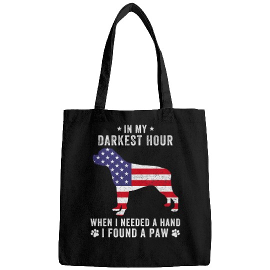 Rottweiler Pet In My Darkest Hour I Found A Paw Funny Rottweiler Dog Owner Bags