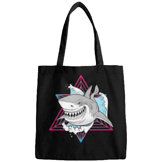 Shark Pet White Shark in the Sea Sea Life Retro White Bags