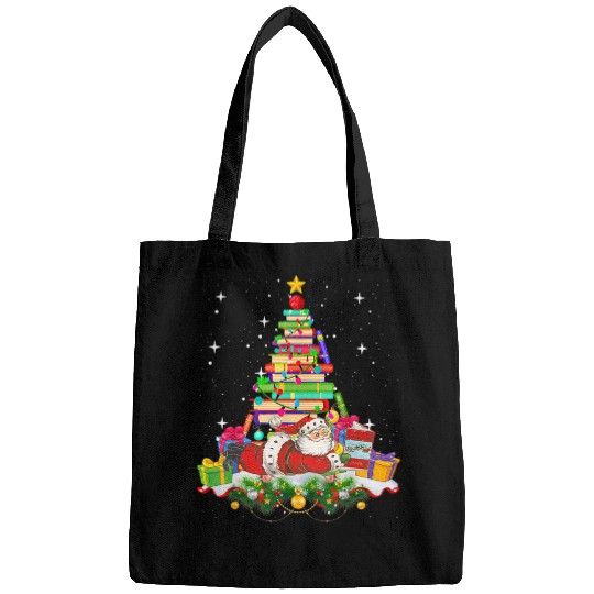Book Fun Merry Christmas Library Tree Cute Book Lover Librarian Gifts Bags