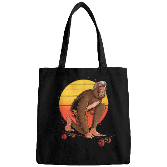Bigfoot Pet Sasquatch Skateboard Skater Cryptid Ape Skateboarder 042 Bags