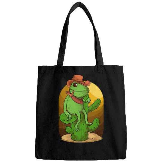 Frog Pet Cowboy Funny Cottagecore Amphibian Western Toad 070 Bags