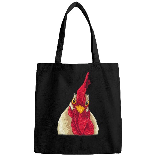 Chicken Pet Face Rooster Head Staring Eyes Funny Graphic Drawing Bags