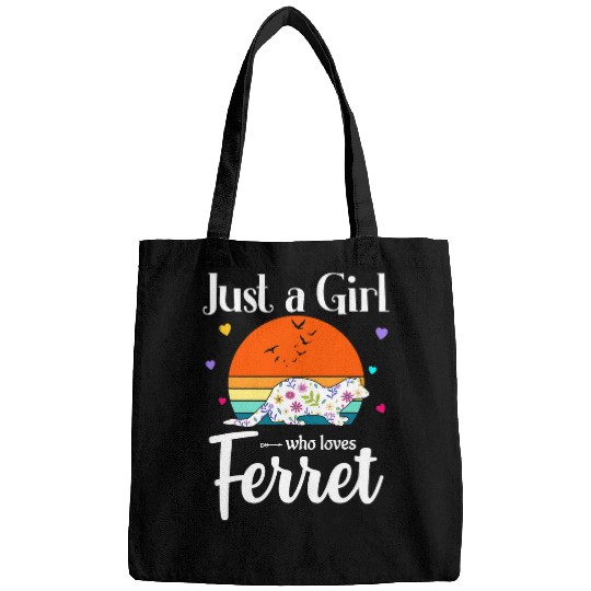 Ferret Pet Retro Ferret Floral Design Just a Girl Who Loves Ferret Bags