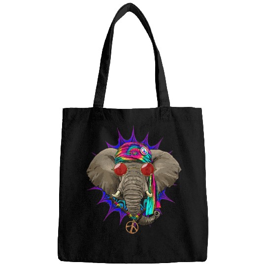 Elephant Mammal Hippie Elephant Tie Dye Peace Sign Wildlife 21 Bags