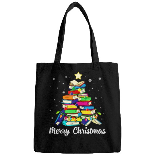 Book Fun Merry Christmas Tree Love reading books Librarian 8 Bags