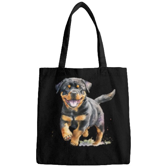 Rottweiler Pet Puppy Themed Water Color Design For Dog Lovers Bags