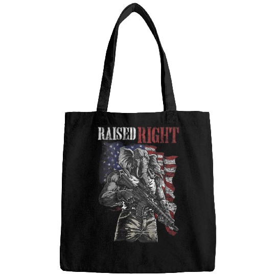 Elephant Mammal raised right elephant usa flag Bags