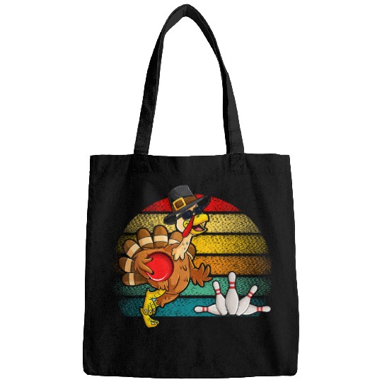 Sport Bowling Retro Turkey Bowling Ball Pin Autumn Fall Vibes Thanksgiving Bags