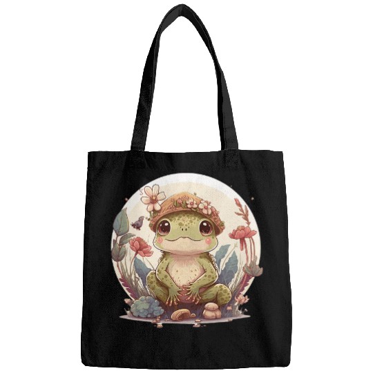 Frog Pet Cute Cottagecore Baby Frog Toad Frog Lovers Bags
