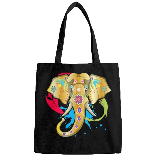 Elephant Mammal Happy Holi Colors India Hindu Spring Elephant Art Bags
