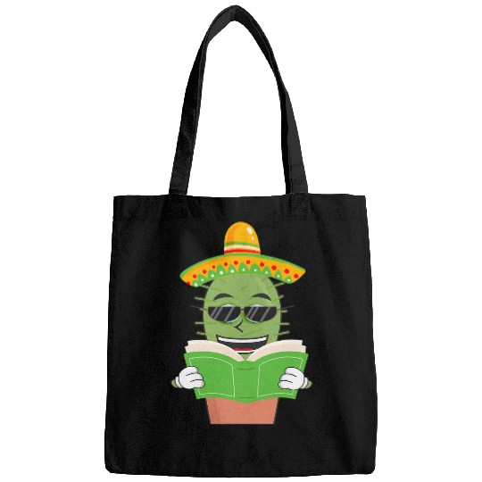 Book Fun Funny Cactus Reading Book Cinco De Mayo Teacher Librarian Bags