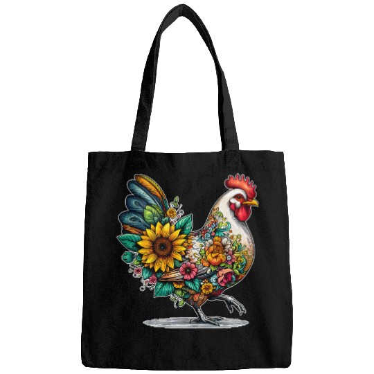 Chicken Pet Sunflower Chicken Floral Print Rooster Poultry Farmer Girl Bags