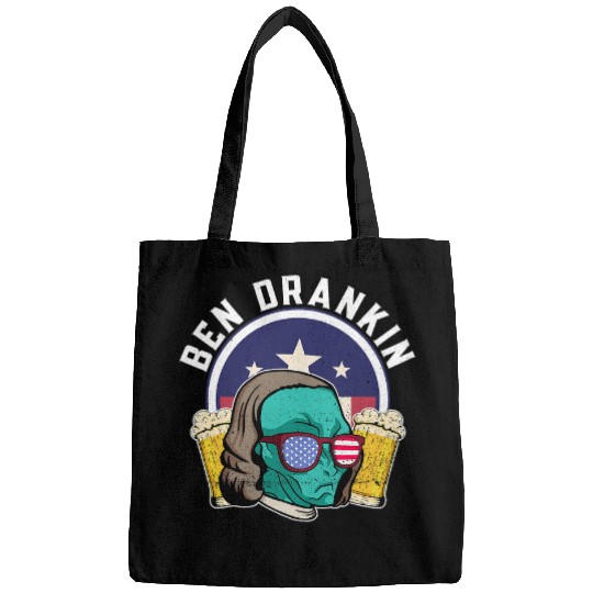 Aliens UFO Ben Drankin 2Alien USA Funny 4th of July Bags