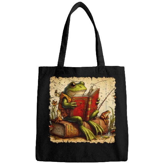 Book Fun Frog Toad Fishing vintages Classic Book Frog Reading Book Bags