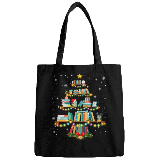 Book Fun Merry Christmas Tree Love Reading Books Librarian Nerd 1 Bags